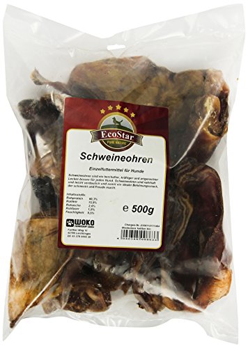 EcoStar Hunde Snack Schweineohren 500g, 1er Pack (1 x 500 g) von EcoStar