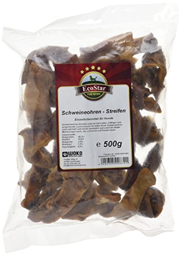 EcoStar Hunde Snack Schweineohren-Streifen 500g, 1er Pack (1 x 500 g) von EcoStar