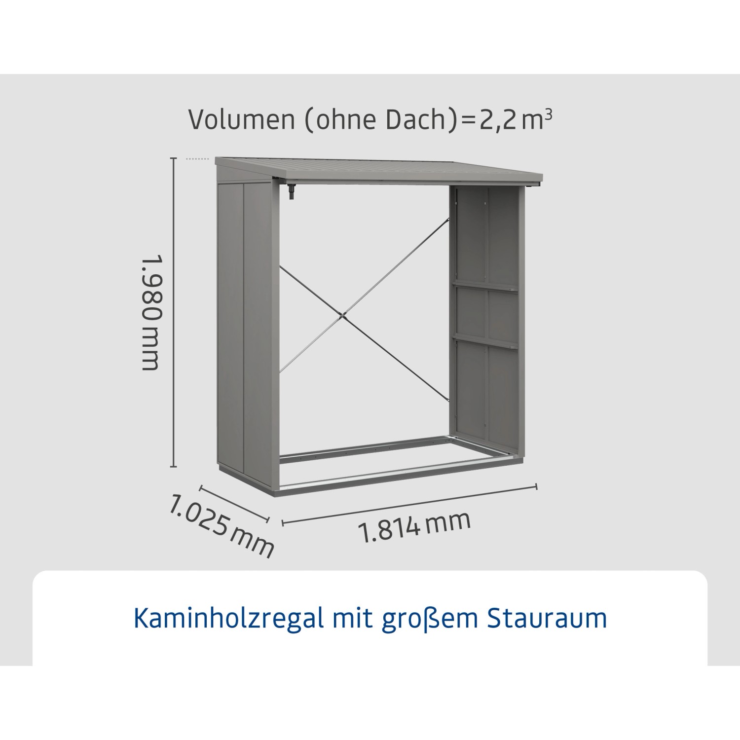 EcoStar Kaminholzregal Elegant-V Typ 2 aus Metall RAL9007 Graualuminium von EcoStar