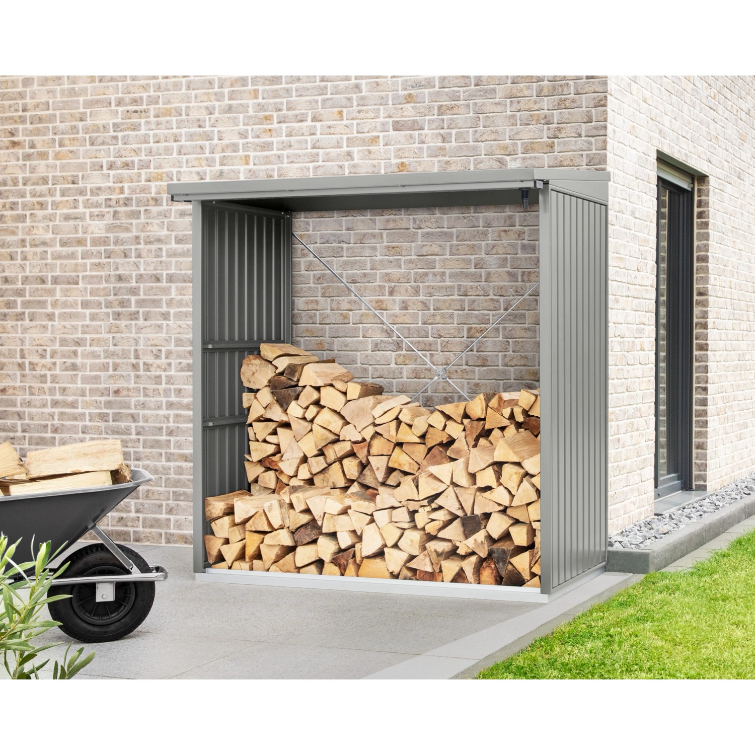 EcoStar Kaminholzregal Trend-V Typ 2 aus Metall RAL9007 Graualuminium von EcoStar