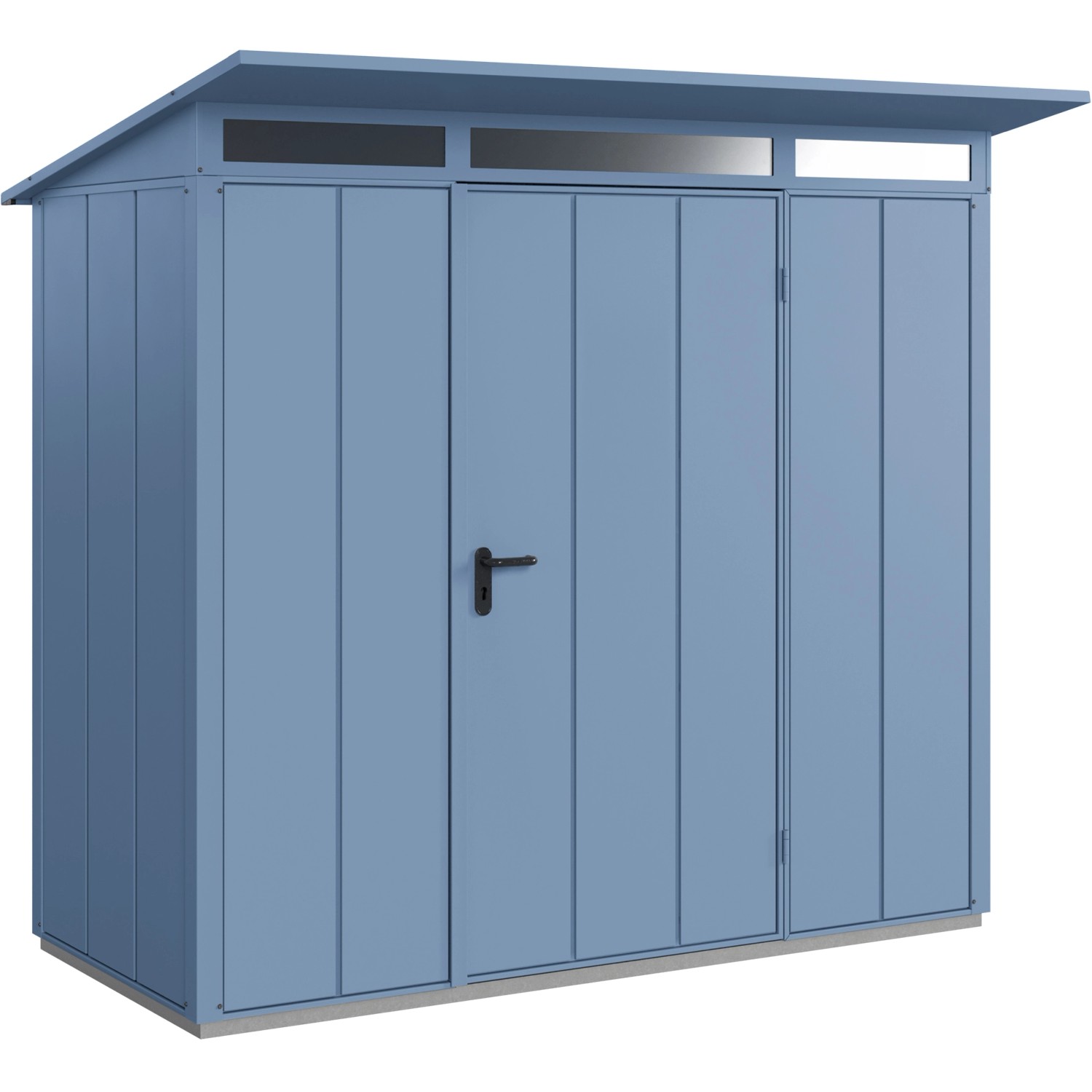 Ecostar Gerätehaus Elegant mit Pultdach Typ 1 RAL5014 Taubenblau Einzeltür von EcoStar