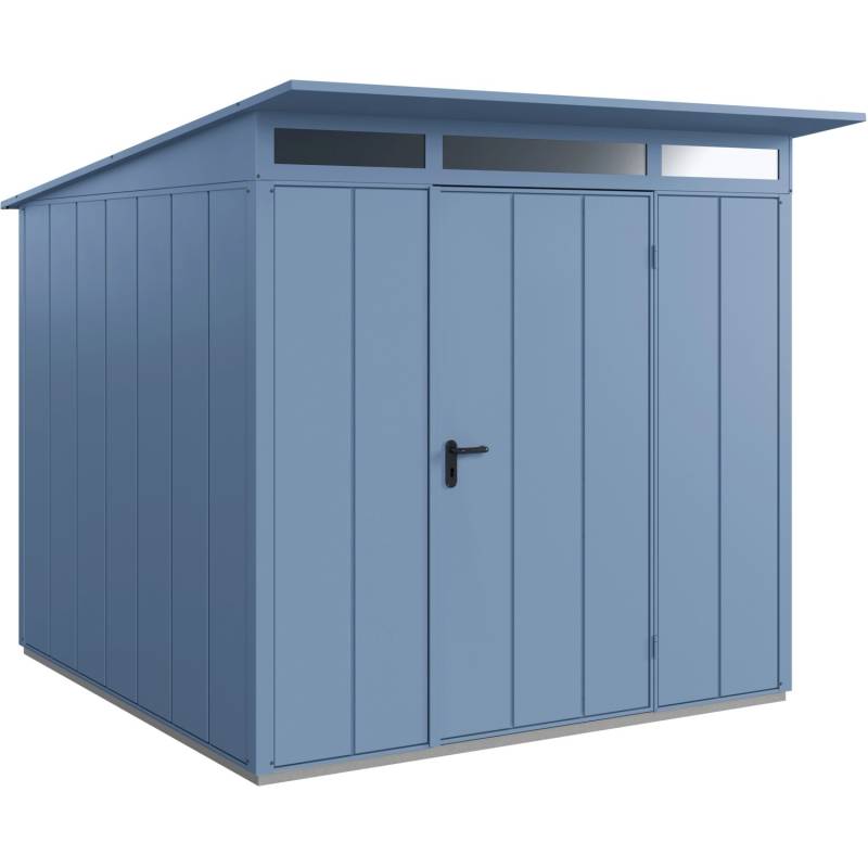 Ecostar Gerätehaus Elegant mit Pultdach Typ 2 RAL5014 Taubenblau Einzeltür von EcoStar