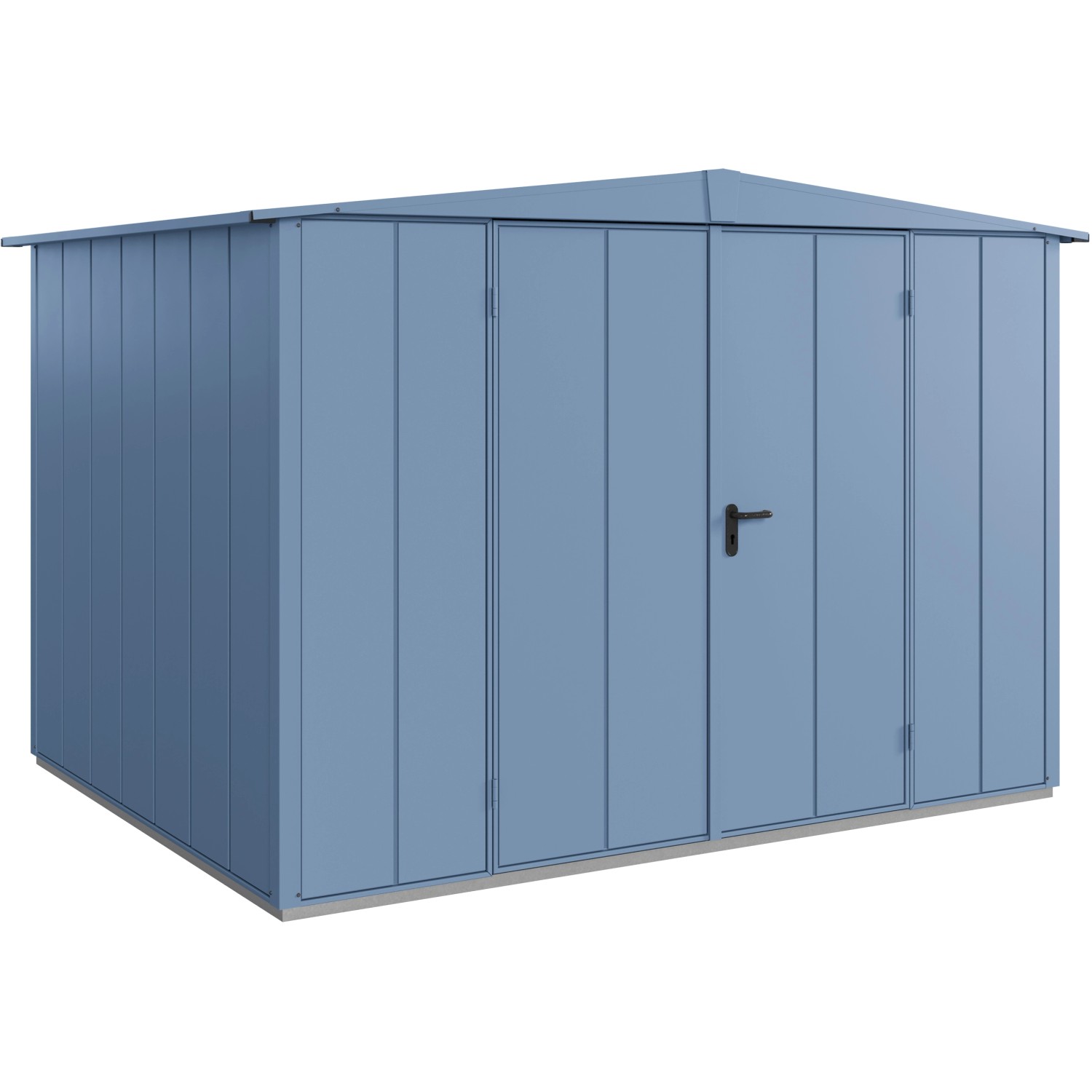 Ecostar Gerätehaus Elegant mit Satteldach Typ 3 RAL5014 Taubenblau Doppeltür von EcoStar