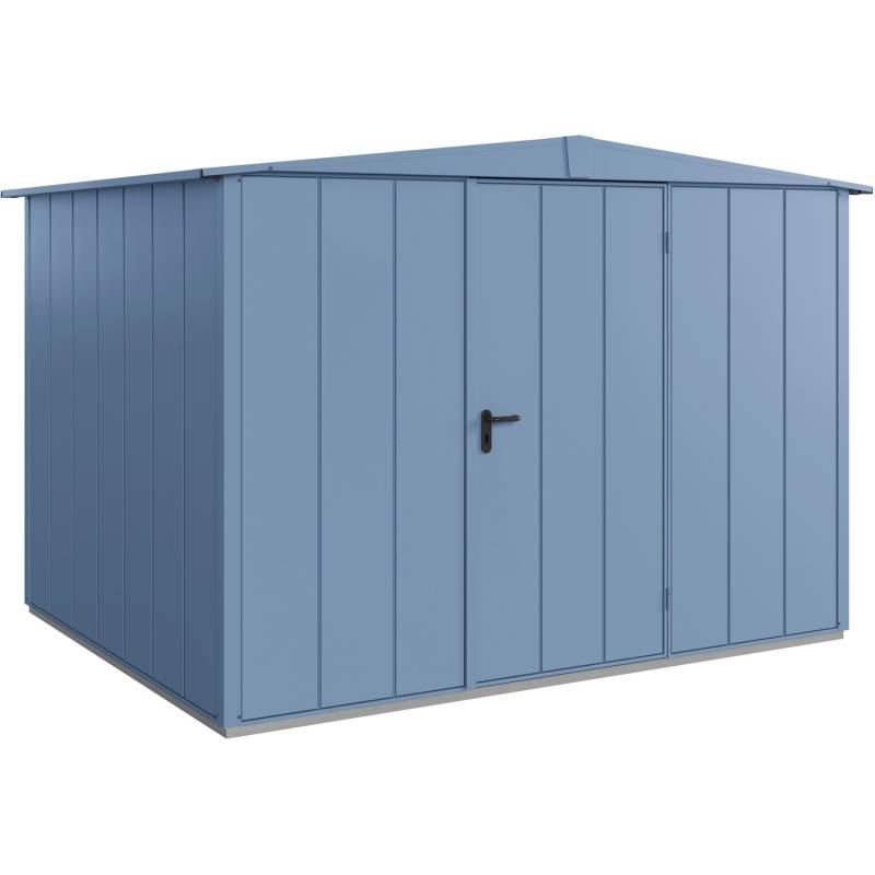 Ecostar Gerätehaus Elegant mit Satteldach Typ 3 RAL5014 Taubenblau Einzeltür von EcoStar