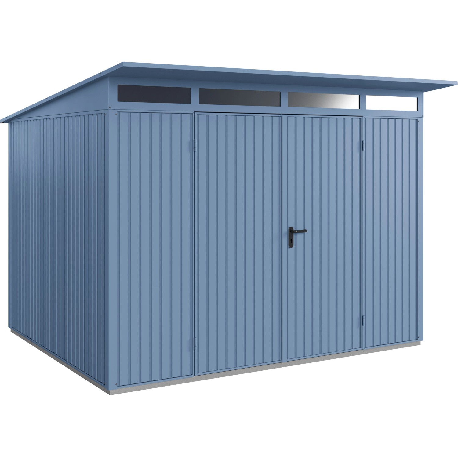 Ecostar Gerätehaus Trend mit Pultdach Typ 3 RAL5014 Taubenblau Doppeltür von EcoStar