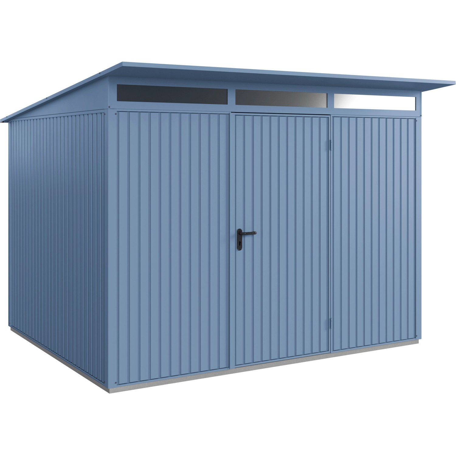 Ecostar Gerätehaus Trend mit Pultdach Typ 3 RAL5014 Taubenblau Einzeltür von EcoStar