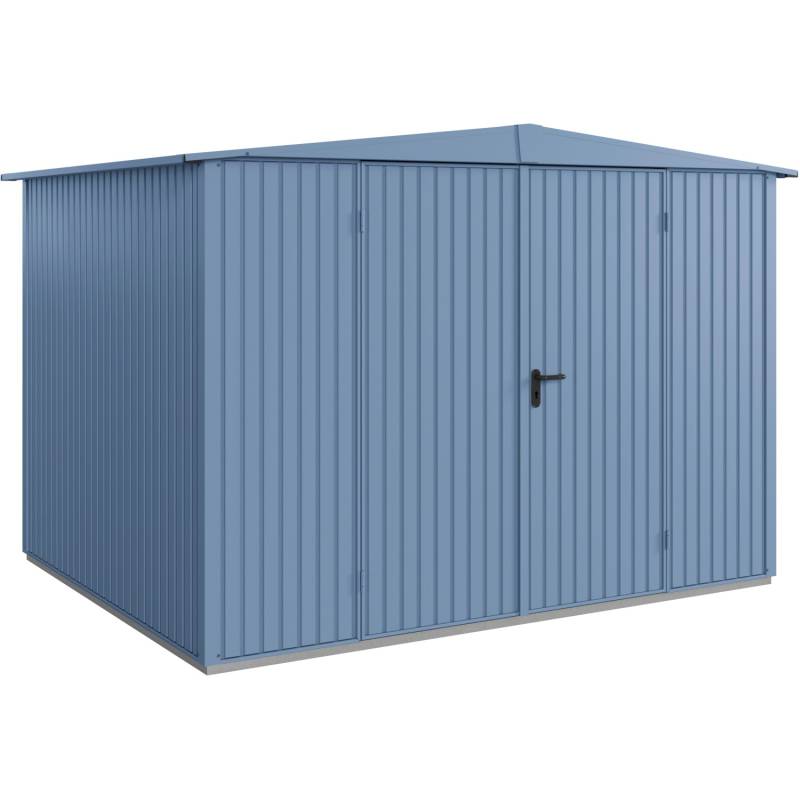 Ecostar Gerätehaus Trend mit Satteldach Typ 3 RAL5014 Taubenblau Doppeltür von EcoStar
