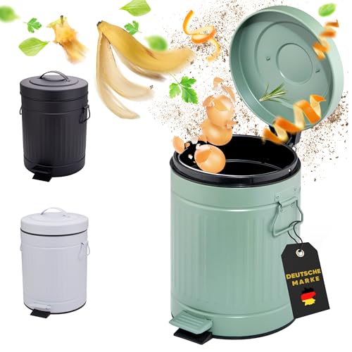 EcoWohn Mülleimer fürs Bad, Kosmetikeimer [Softclose, 5 Liter in Landhausstil] Kleiner Badmülleimer | Abfalleimer in Vintage Style | das perfekte Geschenk | Grün von EcoWohn