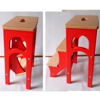 Trittleiter, Tritthocker, Hocker Leiter, Fußhocker, Wandelbarer Stuhl, Küchen Transformer Hocker, Rote Graue Leiter von EcoWoodCorp