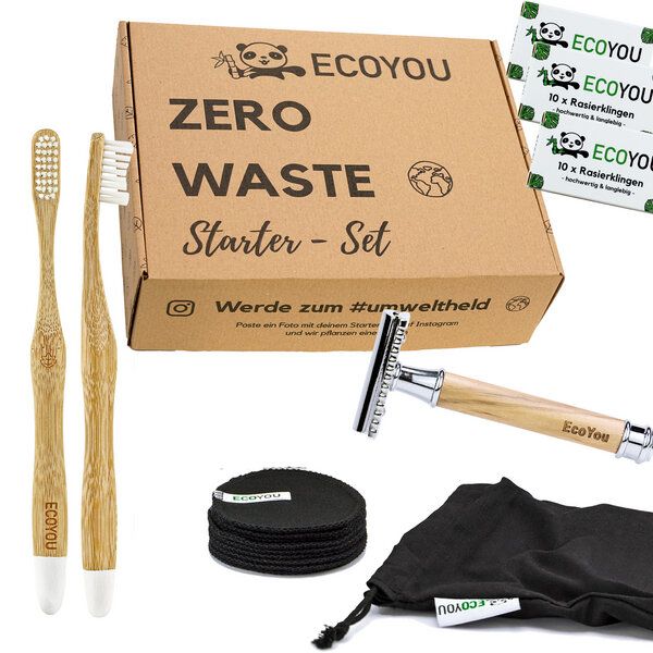 EcoYou® Zero Waste Starter Set - Bad inkl. Rasierhobel, Abschminkpads usw von EcoYou