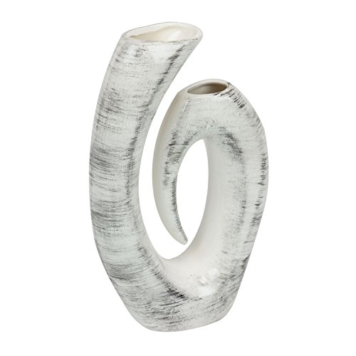 Blumenvase Keramik weiss mit schwarzen Streifen glanz H 26,5 cm Vase Symphonie von Ecoceramika
