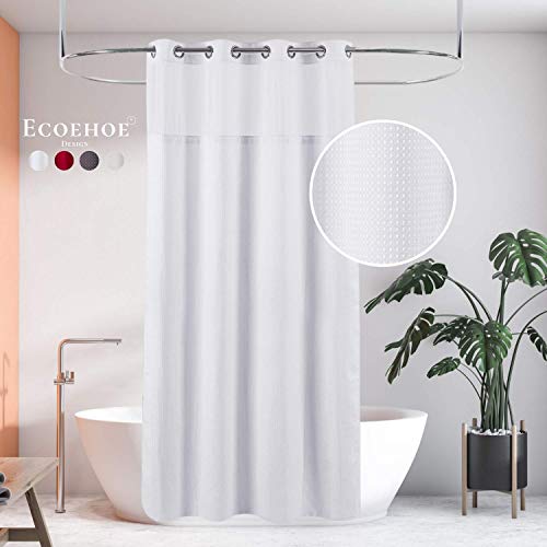 Ecoehoe Hotel-Duschvorhang aus Stoff mit Magneten Snap Liner 180cm*200cm weiß von Ecoehoe