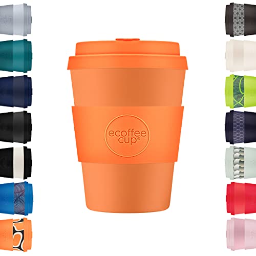 12oz 350ml Ecoffee Cup Wiederverwendbare umweltfreundliche 100% pflanzliche Kaffeetasse mit Silikondeckel und Hülle - Melaminfreie und biologisch abbaubare Reisetasse, Alhambra von Ecoffee Cup