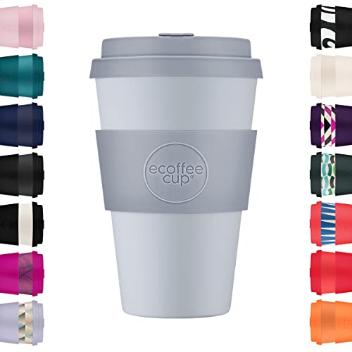 14oz 400ml Ecoffee Cup Wiederverwendbare umweltfreundliche 100% pflanzliche Kaffeetasse mit Silikondeckel und Hülle - Melaminfreie und biologisch abbaubare Reisetasse, Glittertind von Ecoffee Cup