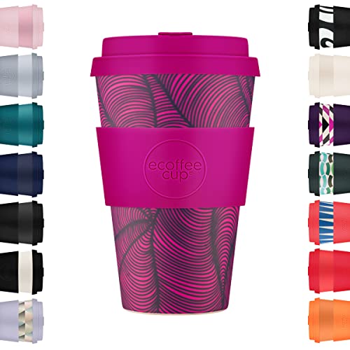 14oz 400ml Ecoffee Cup Wiederverwendbare umweltfreundliche 100% pflanzliche Kaffeetasse mit Silikondeckel und Hülle - Melaminfreie und biologisch abbaubare Reisetasse, Otrobanda von Ecoffee Cup