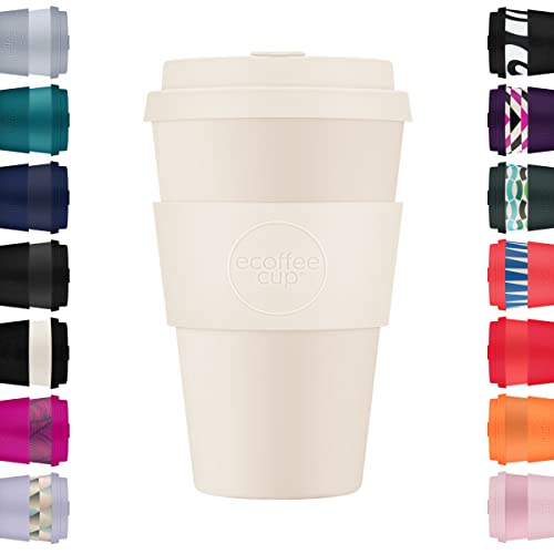 14oz 400ml Ecoffee Cup Wiederverwendbare umweltfreundliche 100% pflanzliche Kaffeetasse mit Silikondeckel und Hülle - Melaminfreie und biologisch abbaubare Reisetasse, Waicara von Ecoffee Cup