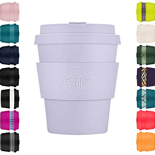8oz 240ml Ecoffee Cup Wiederverwendbare umweltfreundliche 100% pflanzliche Kaffeetasse mit Silikondeckel und Hülle - Melaminfreie und biologisch abbaubare Reisetasse, Glittertind von Ecoffee Cup