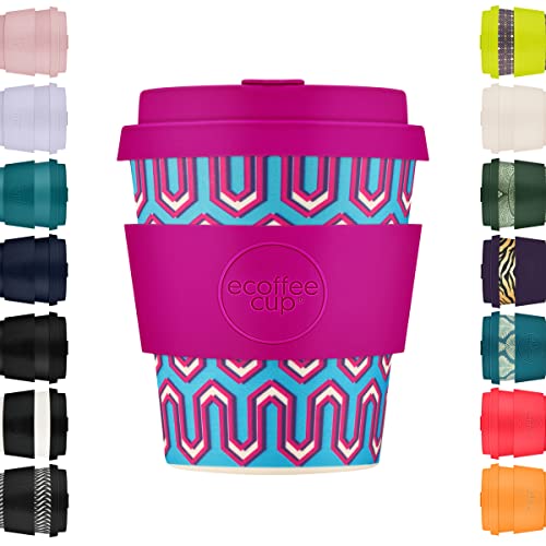 8oz 240ml Ecoffee Cup Wiederverwendbare umweltfreundliche 100% pflanzliche Kaffeetasse mit Silikondeckel und Hülle - Melaminfreie und biologisch abbaubare Reisetasse, Messages from The Unseen World von Ecoffee Cup