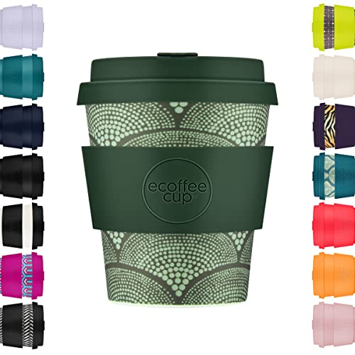 8oz 240ml Ecoffee Cup Wiederverwendbare umweltfreundliche 100% pflanzliche Kaffeetasse mit Silikondeckel und Hülle - Melaminfreie und biologisch abbaubare Reisetasse, Not That Juan von Ecoffee Cup