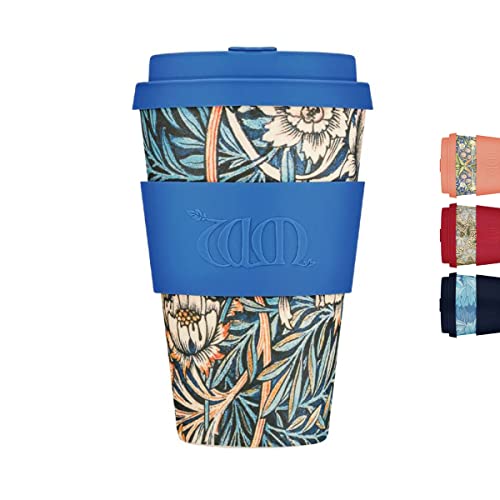 William Morris Kaffeetasse, wiederverwendbar, umweltfreundlich, 100 % pflanzlich, 400 ml, Melaminfrei und biologisch abbaubar, spülmaschinen- und mikrowellengeeignet, Reisebecher, Lily von Ecoffee Cup