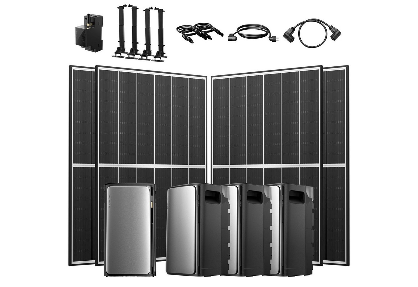 Ecoflow Balkonkraftwerk 1780W EcoFlow Stream Ultra Speicher mit AC Pro Akku und Halterung, (ECOFLOW STREAM AC Pro 1,92kWh Solarspeicher), 4x JA Solar 445Wp Paneele, 4x Flachdachhalterungen von Ecoflow