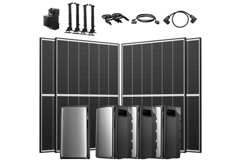 Ecoflow Balkonkraftwerk 1780W EcoFlow Stream Ultra Speicher mit AC Pro Akku und Halterung, (ECOFLOW STREAM AC Pro 1,92kWh Solarspeicher), 4x JA Solar 445Wp Paneele, 4x Flachdachhalterungen von Ecoflow