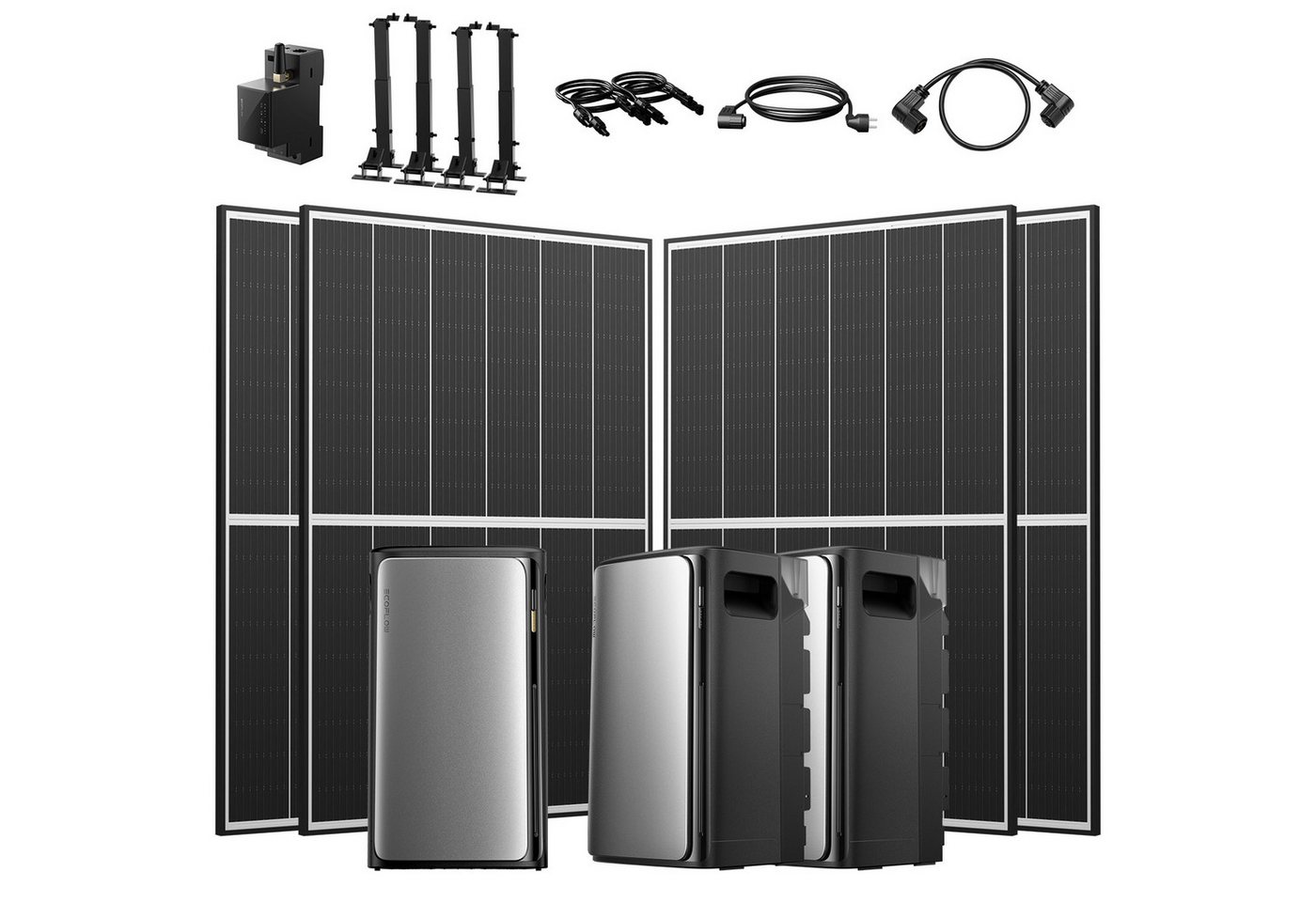 Ecoflow Balkonkraftwerk 1780W EcoFlow Stream Ultra Speicher mit AC Pro Akku und Halterung, (ECOFLOW STREAM AC Pro 1,92kWh Solarspeicher), 4x JA Solar 445Wp Paneele, 4x Flachdachhalterungen von Ecoflow