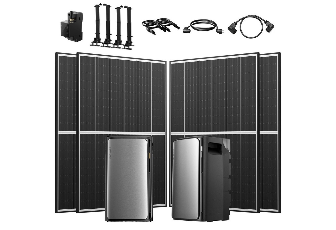 Ecoflow Balkonkraftwerk 1780W EcoFlow Stream Ultra Speicher mit AC Pro Akku und Halterung, (ECOFLOW STREAM AC Pro 1,92kWh Solarspeicher), 4x JA Solar 445Wp Paneele, 4x Flachdachhalterungen von Ecoflow