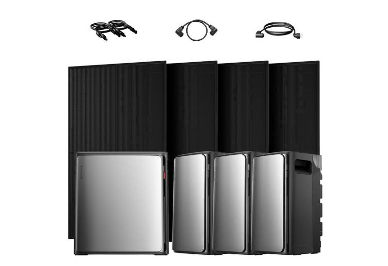 Ecoflow Balkonkraftwerk 2000W ECOFLOW STREAM Ultra X All in One Speicher mit AC Pro Speicher, (4x JA Solar 500Wp und AC Pro Speicher im Lieferumfang enthalten), 4 MPPT Solareingang mit integriertem Mikro-Wechselrichter von Ecoflow