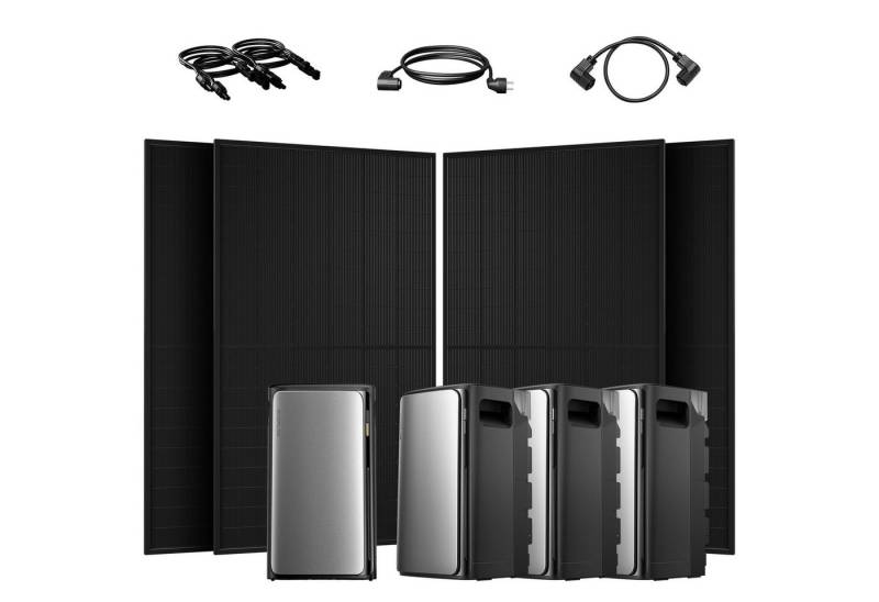 Ecoflow Balkonkraftwerk 2000W EcoFlow Stream Ultra All-in-One Speicher mit AC Pro Zusatzsakkus, (4x JaSolar Full Black Glas-Glas 500W im Lieferumfang enthalten), 2000 W Solareingang (4 MPPTs) mit integriertem Mikro-Wechselrichter von Ecoflow