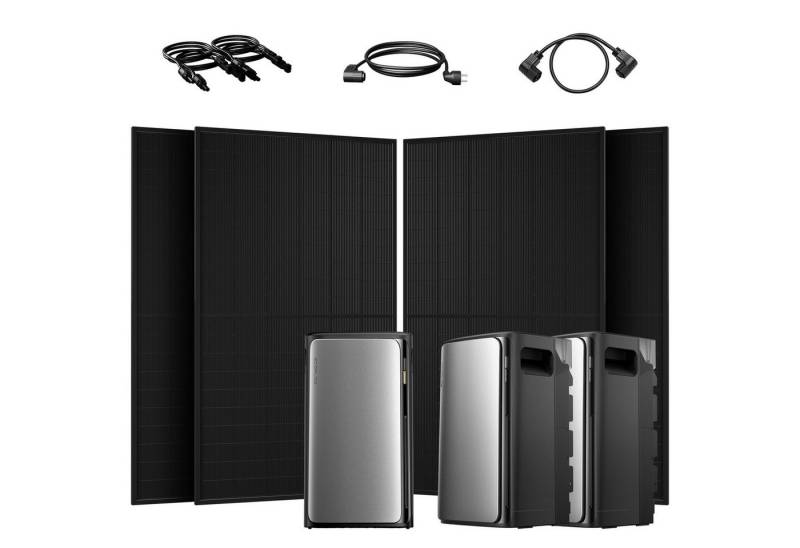 Ecoflow Balkonkraftwerk 2000W EcoFlow Stream Ultra All-in-One Speicher mit AC Pro Zusatzsakkus, (4x JaSolar Full Black Glas-Glas 500W im Lieferumfang enthalten), 2000 W Solareingang (4 MPPTs) mit integriertem Mikro-Wechselrichter von Ecoflow