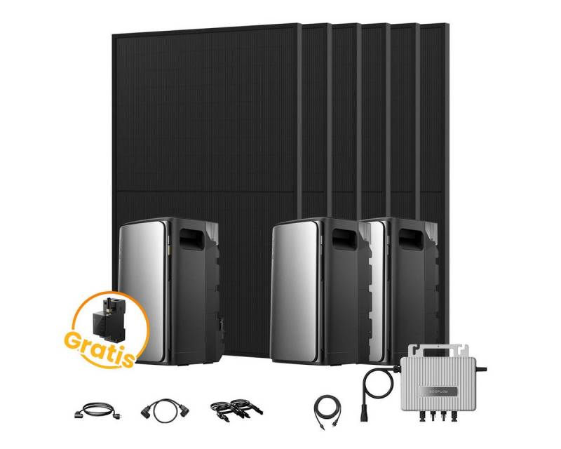 Ecoflow Balkonkraftwerk 2700W EcoFlow Stream Ultra mit 800W Wechselrichter, AC Pro Akku, (Smart Meter und 6x JASolar 450Wp Full Black im Lieferumfang enthalten), 2000 W Solareingang (4 MPPTs) mit 800W Mikro-Wechselrichter von Ecoflow