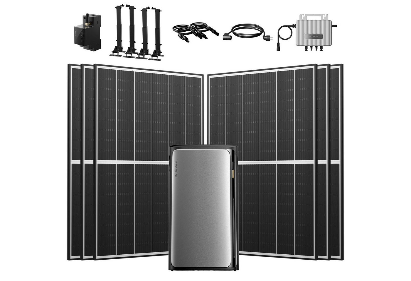 Ecoflow Balkonkraftwerk 2670W EcoFlow Stream Ultra Speicher mit AC Pro Akku und Halterung, (ECOFLOW STREAM AC Pro 1,92kWh Solarspeicher), 6x Flachdachhalterungen und EcoFlow 800W Wechselrichter von Ecoflow