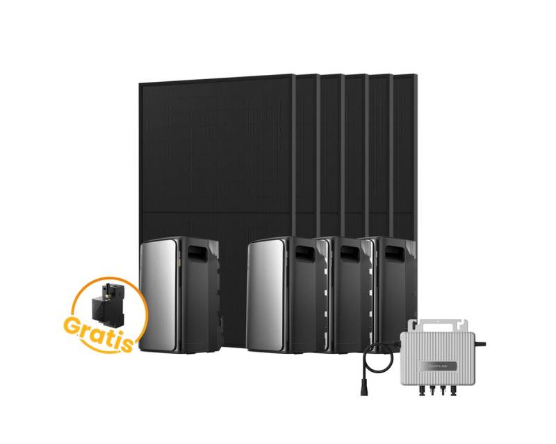 Ecoflow Balkonkraftwerk 2700W EcoFlow Stream Ultra mit 800W Wechselrichter, AC Pro Akku, (Smart Meter und 6x JASolar 450Wp Full Black im Lieferumfang enthalten), 2000 W Solareingang (4 MPPTs) mit 800W Mikro-Wechselrichter von Ecoflow