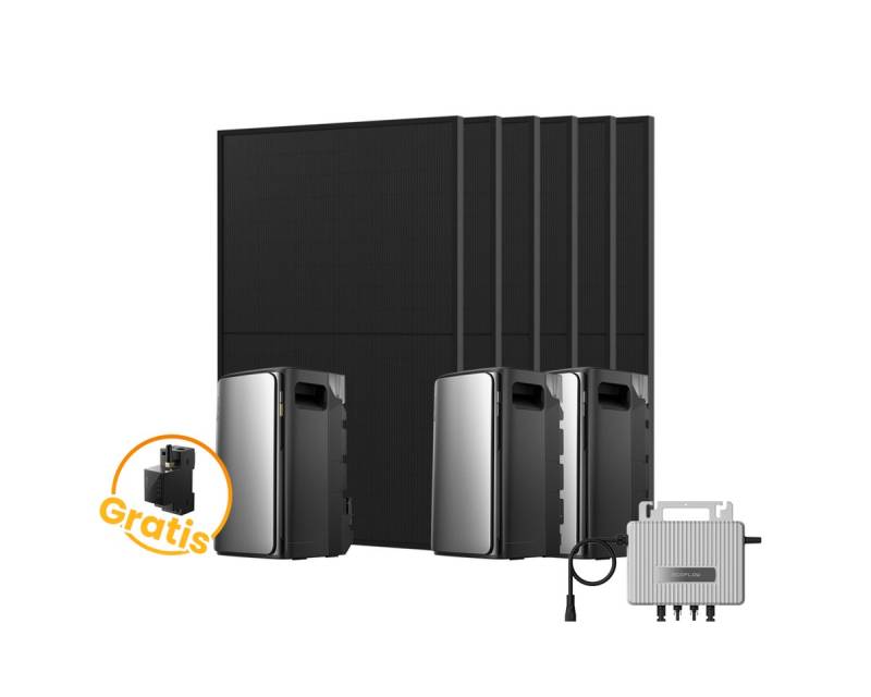 Ecoflow Balkonkraftwerk 2700W EcoFlow Stream Ultra mit 800W Wechselrichter, AC Pro Akku, (Smart Meter und 6x JASolar 450Wp Full Black im Lieferumfang enthalten), 2000 W Solareingang (4 MPPTs) mit 800W Mikro-Wechselrichter von Ecoflow