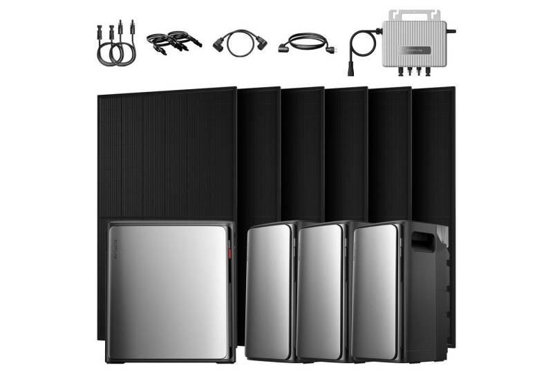 Ecoflow Balkonkraftwerk 3000W ECOFLOW STREAM Ultra X, AC Pro Speicher mit 800W Wechselrichter, (6x JA Solar 500Wp und 800W Wechselrichter im Lieferumfang enthalten), 4 MPPT Solareingang mit integriertem Mikro-Wechselrichter von Ecoflow