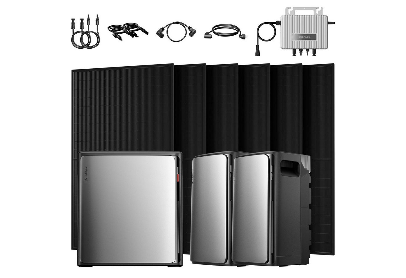 Ecoflow Balkonkraftwerk 3000W ECOFLOW STREAM Ultra X, AC Pro Speicher mit 800W Wechselrichter, (6x JA Solar 500Wp und 800W Wechselrichter im Lieferumfang enthalten), 4 MPPT Solareingang mit integriertem Mikro-Wechselrichter von Ecoflow