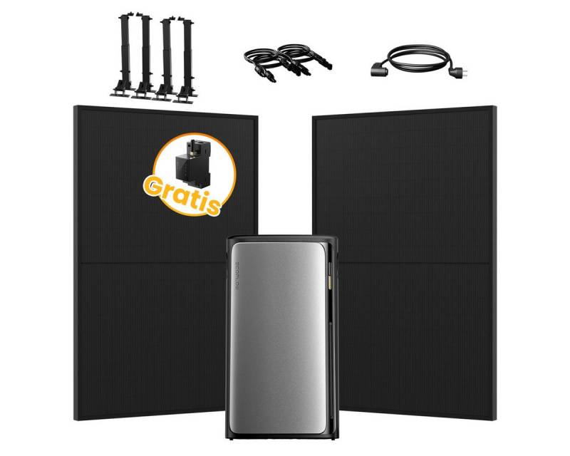 Ecoflow Balkonkraftwerk 880W EcoFlow Stream Ultra All-in-One Speicher mit Halterungen, (2*JaSolar Full Black 440W und 1*Smart Meter im Lieferumfang enthalten), 2000 W Solareingang (4 MPPTs) mit integriertem Mikro-Wechselrichter von Ecoflow