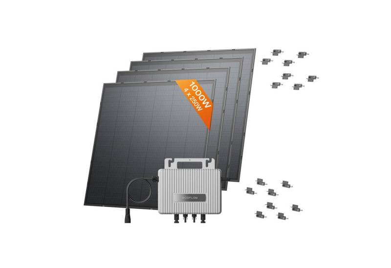 Ecoflow Balkonkraftwerk ECOFLOW STREAM 800 W Mikro-Wechselrichter, 4 × 250 W PV Solarpanels von Ecoflow