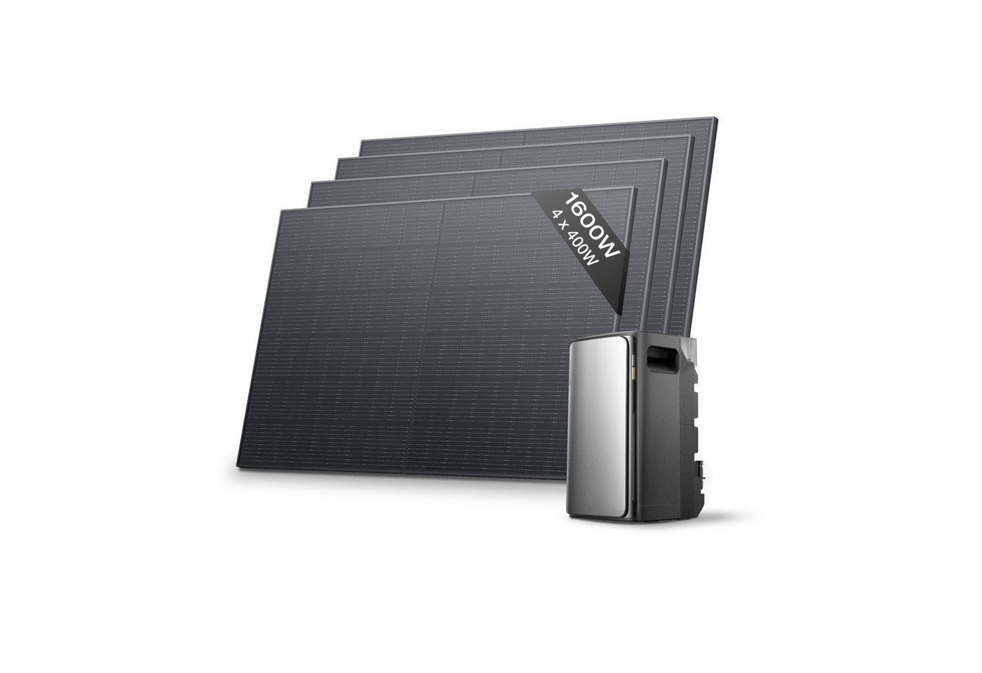 Ecoflow Balkonkraftwerk EcoFlow STREAM Ultra 1,92 kWh mit 4 × 520 W Solarpanel, LiFePo4 Batterie, (All-in-One Stromspeicher mit Wechselrichter), 2800W Solareingang (4 MPPT), 1200W Dual AC-Anschlüsse von Ecoflow