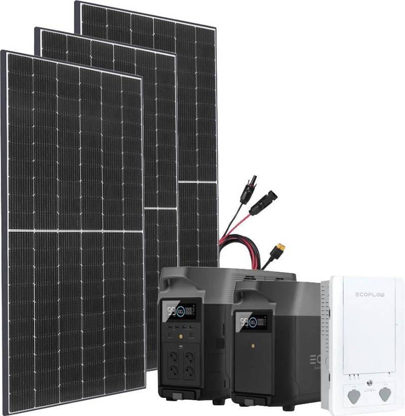 Ecoflow Solaranlage Delta Pro Powerstation mit 3 x 415W Gerahmtes Solarmodul, 375 W, Monokristallin, (Spar-Set), mit Smart Home Panel, Plug and play von Ecoflow