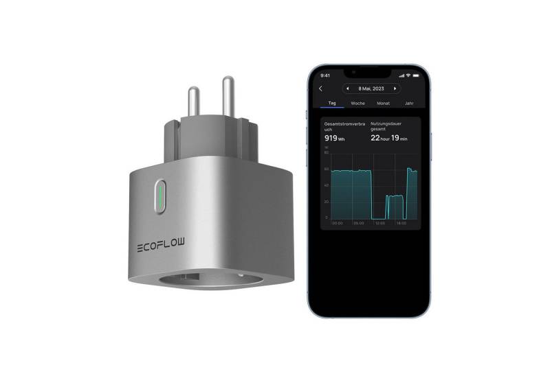 Ecoflow Steckdose EcoFlow Smart Plug, WLAN-Steckdose, 1-St., Überwachung des Stromverbrauchs & automatische Energiezuweisung von Ecoflow