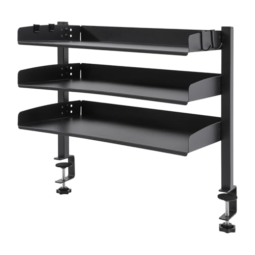 Aufbewahrungsregal Schreibtisch Organizer Schreibtischregal Klemmbares Regal 3-Stufiger Aufsatzregal Clamp-on Klemmregal Tischregal Regalaufsatz für den Tisch Seitenaufbewahrung 44 * 22 * 39.3 cm von Ecoggeder