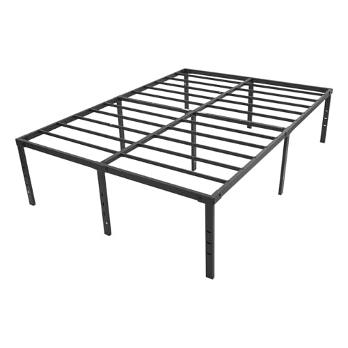 Bettgestell Klappbares Bettrahmen Hoher Schwerlastbettrahmen Plattform-Bettgestell aus Eisen Bed Frame Höhe 18 in Metallbett Doppelbettgestell Gästebett 189 * 135 * 45.72 cm Schwarz von Ecoggeder