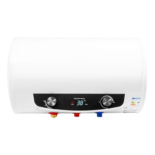 Durchlauferhitzer Elektrischer Tank-Wassererhitzer 2000W Elektrischer Warmwasserspeicher 35L Horizontal Elektrospeicher-Wassererhitzer 25-75°C Wandspeicher IPX4 mit Handbrause Wasserhahn von Ecoggeder