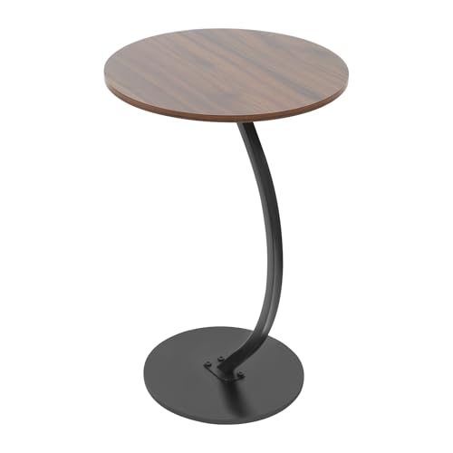 Ecoggeder Couchtisch Sofatisch Nachttisch C-förmiger Wohnzimmertisch Runder Beistelltisch Dichtes Brett Kleiner Endtisch mit Metallgestell für Wohnzimmer Schlafzimmer Balkon Terrasse 40 * 60 cm von Ecoggeder