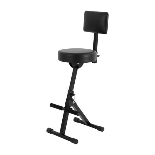 Ecoggeder Gitarrenstuhl Klappbarer Gitarrenhocker Sitzhocker Höhenverstellbarer Gitarrensitz Verstellbarer Musikhocker Schlagzeughocker Barhocker Stuhl Bis 100 Kg mit Rückenlehne & Fußstütze von Ecoggeder