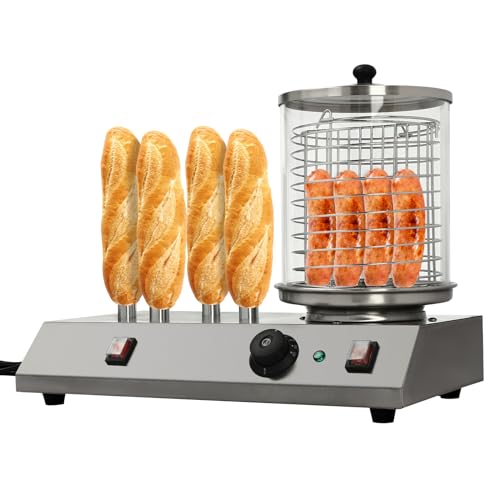 Ecoggeder Hot Dog Maker Maschine Würstchenwärmer 4 Toaststangen Hot Dog und Brötchen Toaster Maschine für Fast Food Restaurants Einkaufszentren Supermärkte usw von Ecoggeder