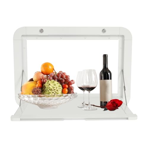 Ecoggeder RV klappbaren Picknick-Tisch Aluminium-Legierung 60 * 42cm klappbare Wand Tisch Tragfähigkeit 20kg Dual-Lock-Design abschließbare Wand Tisch-Set für RV LKWs Wohnmobilen Weiß (Weiß) von Ecoggeder