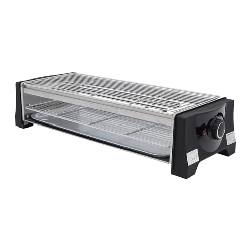 Elektrogrill Elektrischer Barbecue 2200W Tischgrill 2in1 Tischkochgrill Grillfläche Edelstahl Abnehmbares Grillrost Gartengrill für Balkon Küche mit 2 Grillmatten und 1 Ölwanne 46.5 * 20.5 cm von Ecoggeder